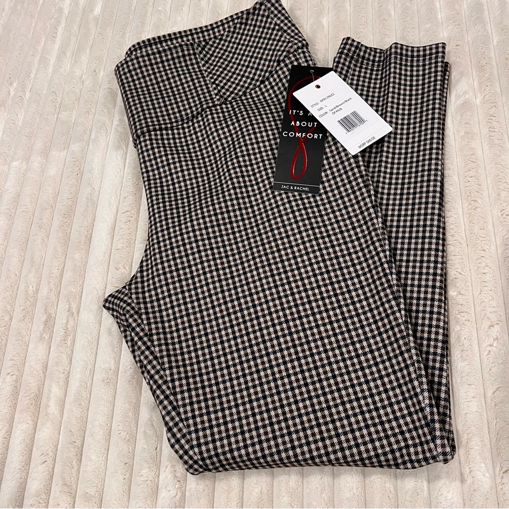 Zac & Rachel NWT Tummy Control Slimming Stretch Plaid Nova Checkered Ankle Pants
